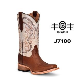 Circle G Tan & Cream Leather Cowboy Boot Interior